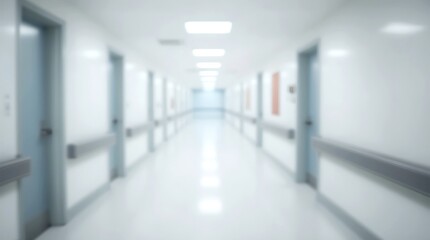 Fototapeta premium a long and empty hallway in a hospital. the perspective creates a sense of depth