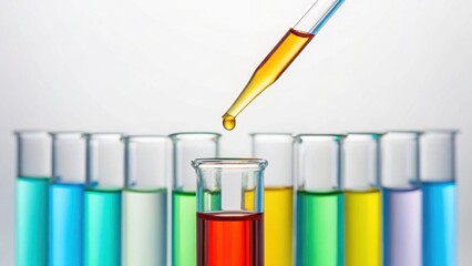 Colorful Serum Dispensing into Glass Test Tubes with Pipette