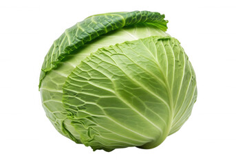 Verdant cabbage head isolated on a transparent background