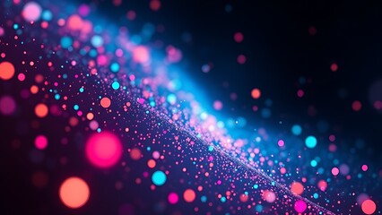 Floating colorful particles in a dark space, representing abstract data with a futuristic glow.