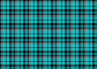 Turquoise and black tartan plaid seamless fabric texture