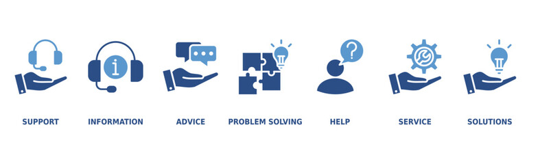 Help desk banner web icon vector illustration concept with icon of support, information, advice, problem solving, help, service and solutions
