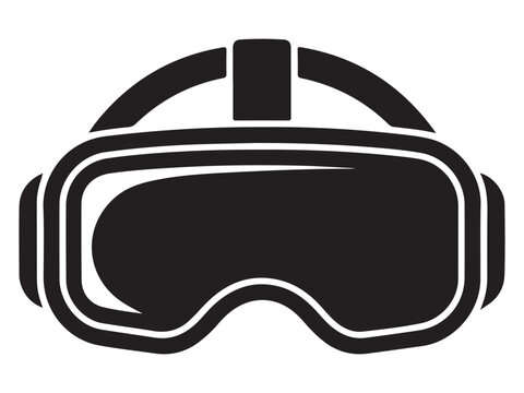 Futuristic vr headset technology advertisement banner silhouette