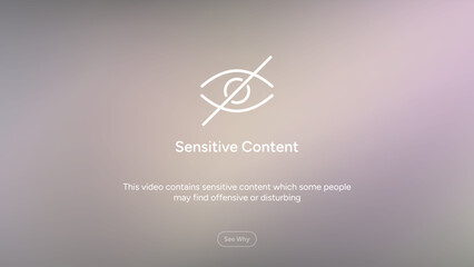 Sensitive content. Blurred background with crossed-out eye symbol. Sensitive content sign warning. Explicit, private, and sensitive content censorship. Vector