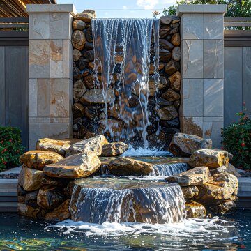 Outdoor waterfall feature