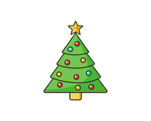 Christmas Tree Icon, festive holiday symbol, isolated vector on white background