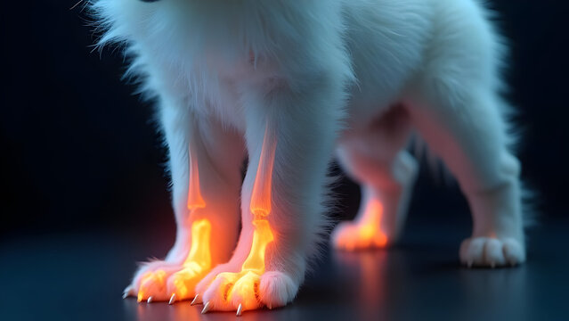 Close-up X-ray of Puppy Leg Joint Pain Highlighted