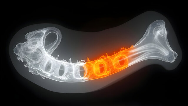 Macro X-ray of Puppy Mandible With Fragmented Fracture