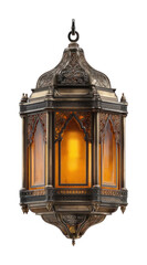 PNG Ornate vintage lantern with glow.