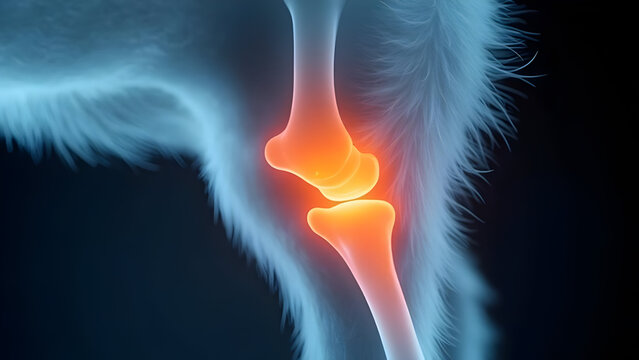 Digital X-ray of Puppy Knee Joint Highlighting Inflammation