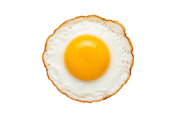 Fried Egg with Bright Yolk Isolated on White Background