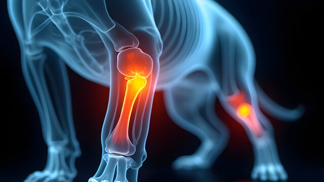 Puppy Hind Leg X-ray With Joint Pain Orange Spot