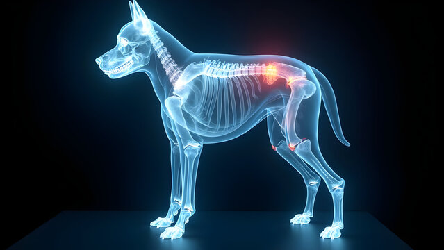 X-ray image of dog's knee joint for veterinary diagnosis