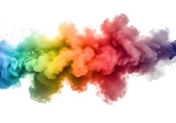 Fototapeta premium Colorful Holi Powder Explosion on White Background Creates Rainbow Effect