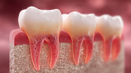 歯周病が進行した歯と歯茎の断面図