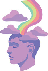 Creative Mind with Rainbow and Clouds 