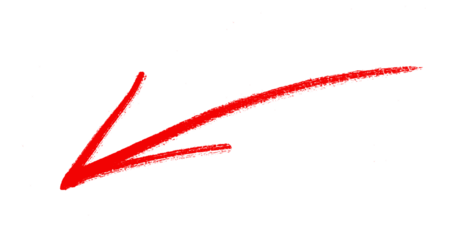 arrow sign drawn with  marker on transparent background