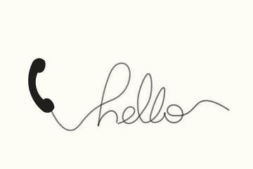 telephone with coiled cord in vector
