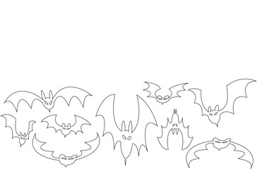 halloween bat line art vector illustration set