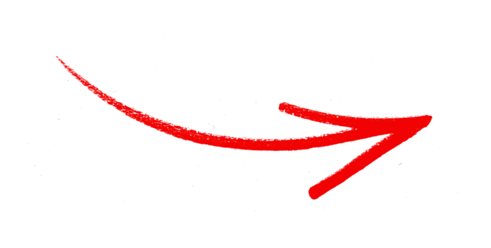 arrow sign drawn with  marker on transparent background