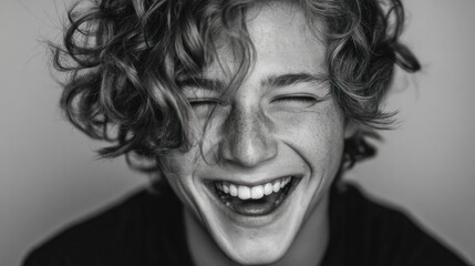 An Authentic portrait capturing uninhibited joy and happiness through laughter