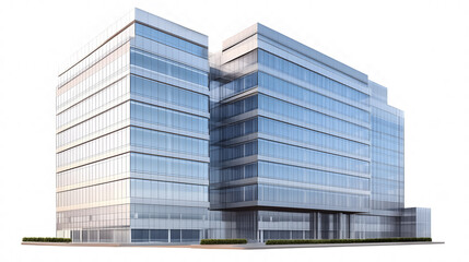 A realistic image of a tall office building on a transparent background in PNG format.