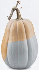 Painted pumpkin, light beige and gray