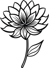 Elegant floral vector art featuring a vintage black and white blossom design with intricate leaf patterns, perfect for tattoos or decorative illustration