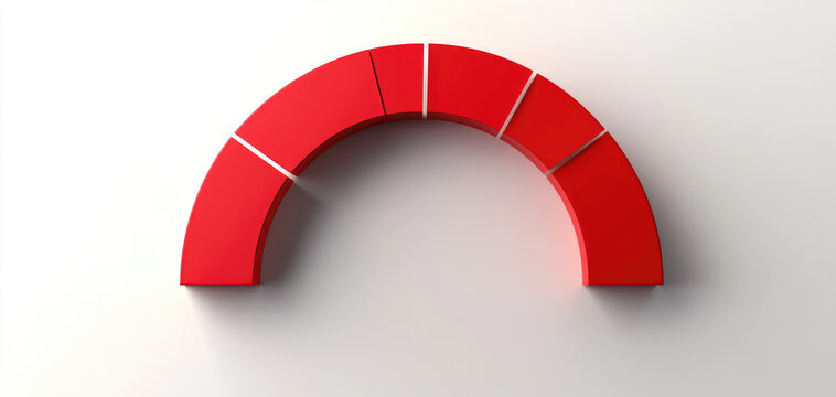 Digital debt meter in modern design, featuring semi circular red gauge with segmented sections. This visual representation highlights financial metrics and data analysis - Powered by Adobe