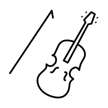 black line art violin and bow clip art preview
