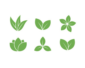 Obraz premium Assortment of green leaf icons, featuring minimalist botanical designs for logos, branding, and ecofriendly projects, conveying natural and sustainable concepts