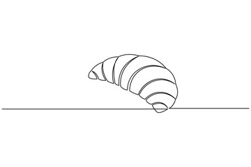 Croissant continuous one line drawing minimalist bakery pastry illustration