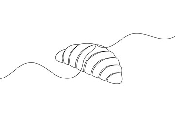 Croissant continuous one line drawing minimalist bakery pastry illustration