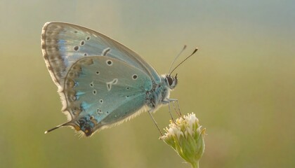 Pale blue butterfly on flower