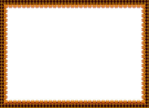 
A decorative border of repeating orange and brown diamond patterns enclosing a large white copy space, ideal for certificate, invitation, or document design.