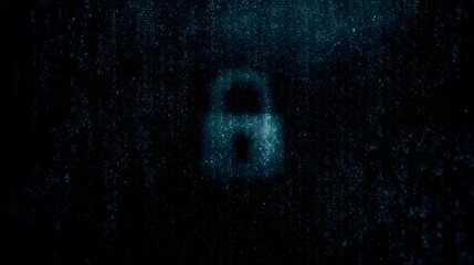 A glowing blue padlock icon against a dark textured digital background symbolizing security and protection
