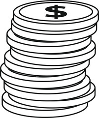 Stack of shiny dollar coins representing savings and financial growth