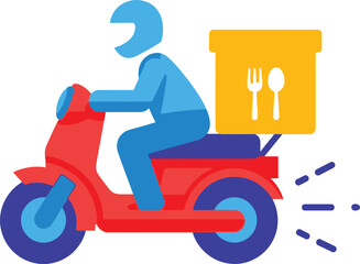 Fast food delivery concept with vibrant scooter and speedy delivery