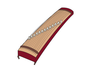 日本の伝統楽器である琴をシンプルに描いた和楽器のベクターイラスト、文化や音楽教材など向け