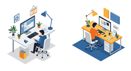 Home office setup with digital devices in modern work environment