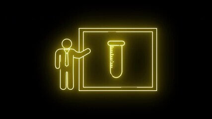 icon of a person presenting on a board and icon of a chemical tube - Powered by Adobe