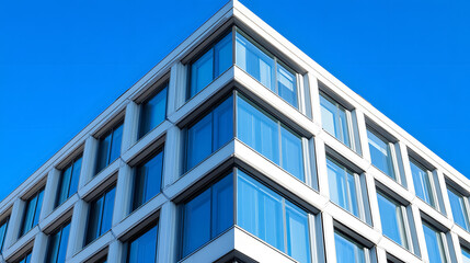Fototapeta premium A uniquely designed office building with a triangular shape.