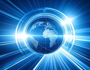 Futuristic globe in a digital network