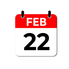 February 22 Day Calendar Vector Icon Perfect for planner, reminder, time management, schedule, office, business, and monthly event start design template
