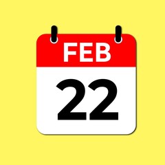 Fototapeta premium February 22 Day Calendar Vector Icon Perfect for planner, reminder, time management, schedule, office, business, and monthly event start design template
