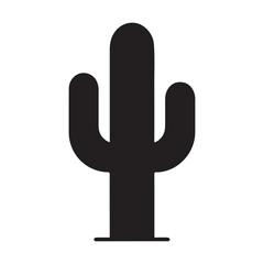 Obraz premium Simple black silhouette of a potted saguaro cactus against a white background
