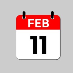 February 11 Day Calendar Vector Icon Perfect for planner, reminder, time management, schedule, office, business, and monthly event start design template
