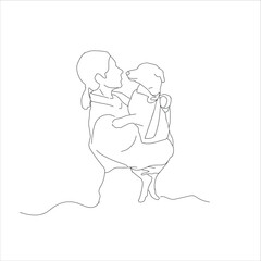 woman carrying a dog line art