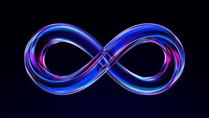 Abstract Infinity Symbol with Vibrant Colors on Dark Background Conceptual Art