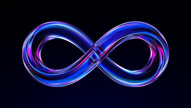 Abstract Infinity Symbol with Vibrant Colors on Dark Background Conceptual Art